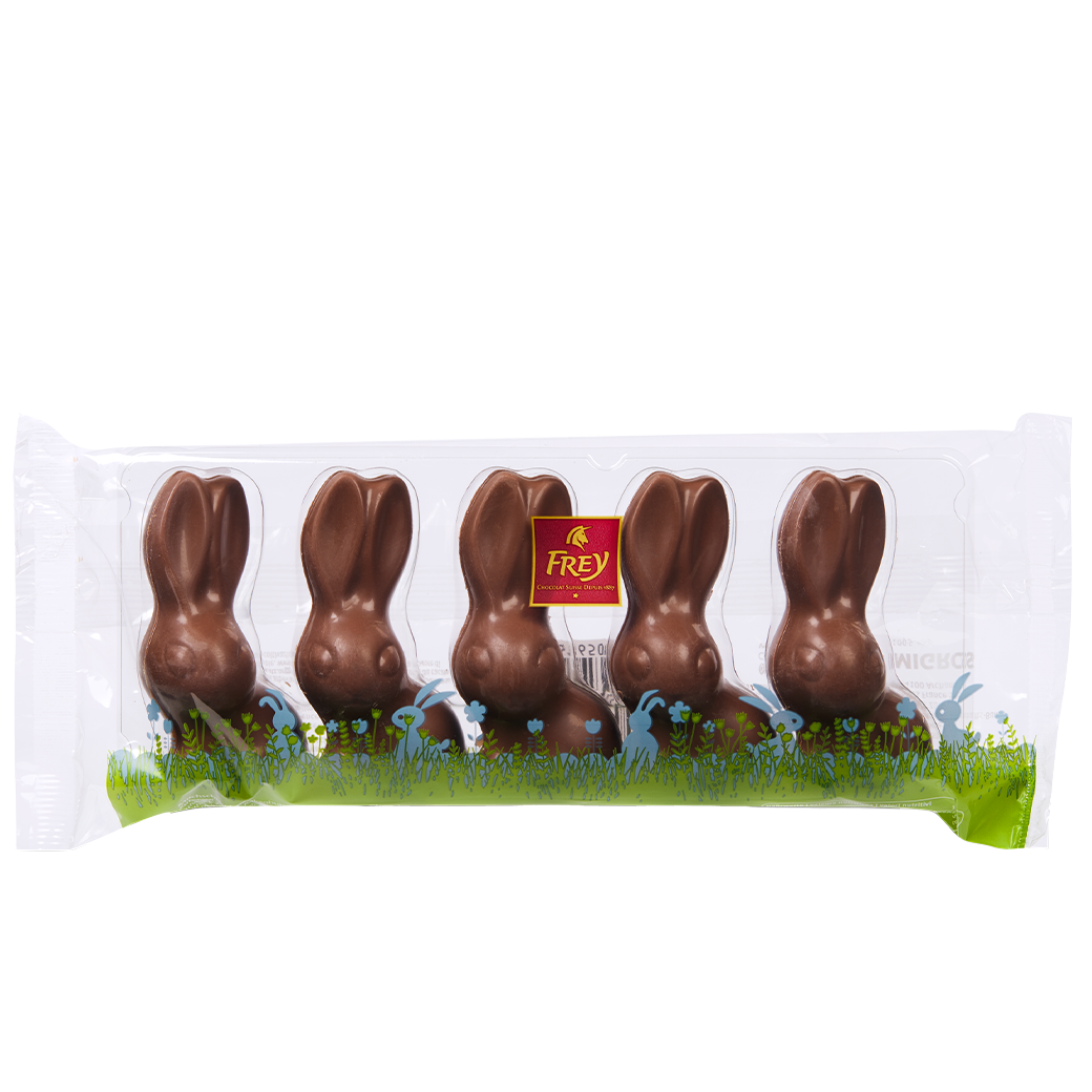 Frey Osterhasen «Bugsy», 5 Stück, Milchschokolade - 75 g
