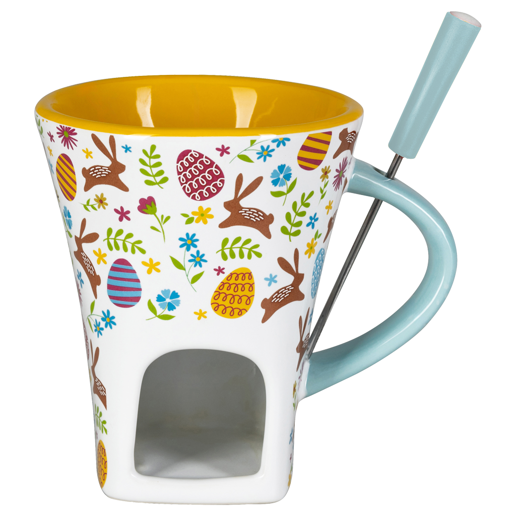 Schokoladenfondue - Set "easter world",weiss/gelb, 3-teilig