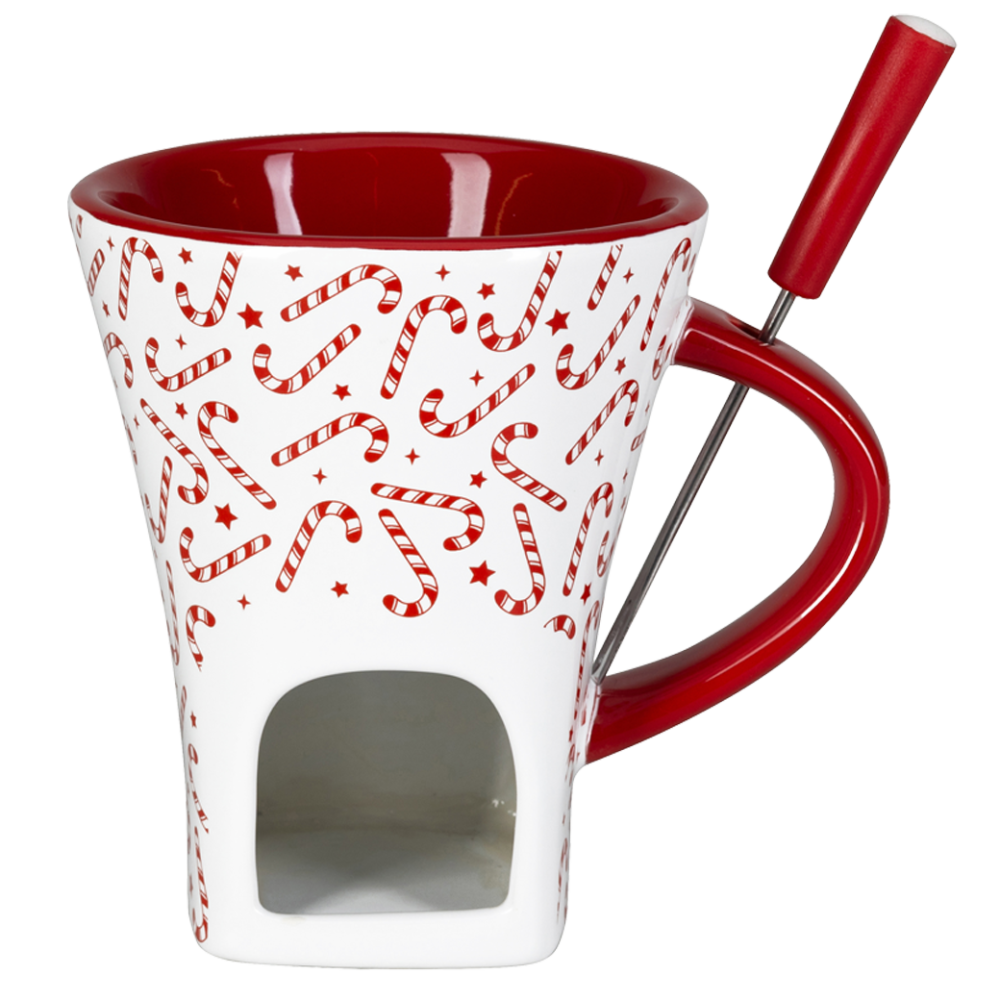 Schokoladenfondue - Set "candy sticks",weiss/rot, 3-teilig