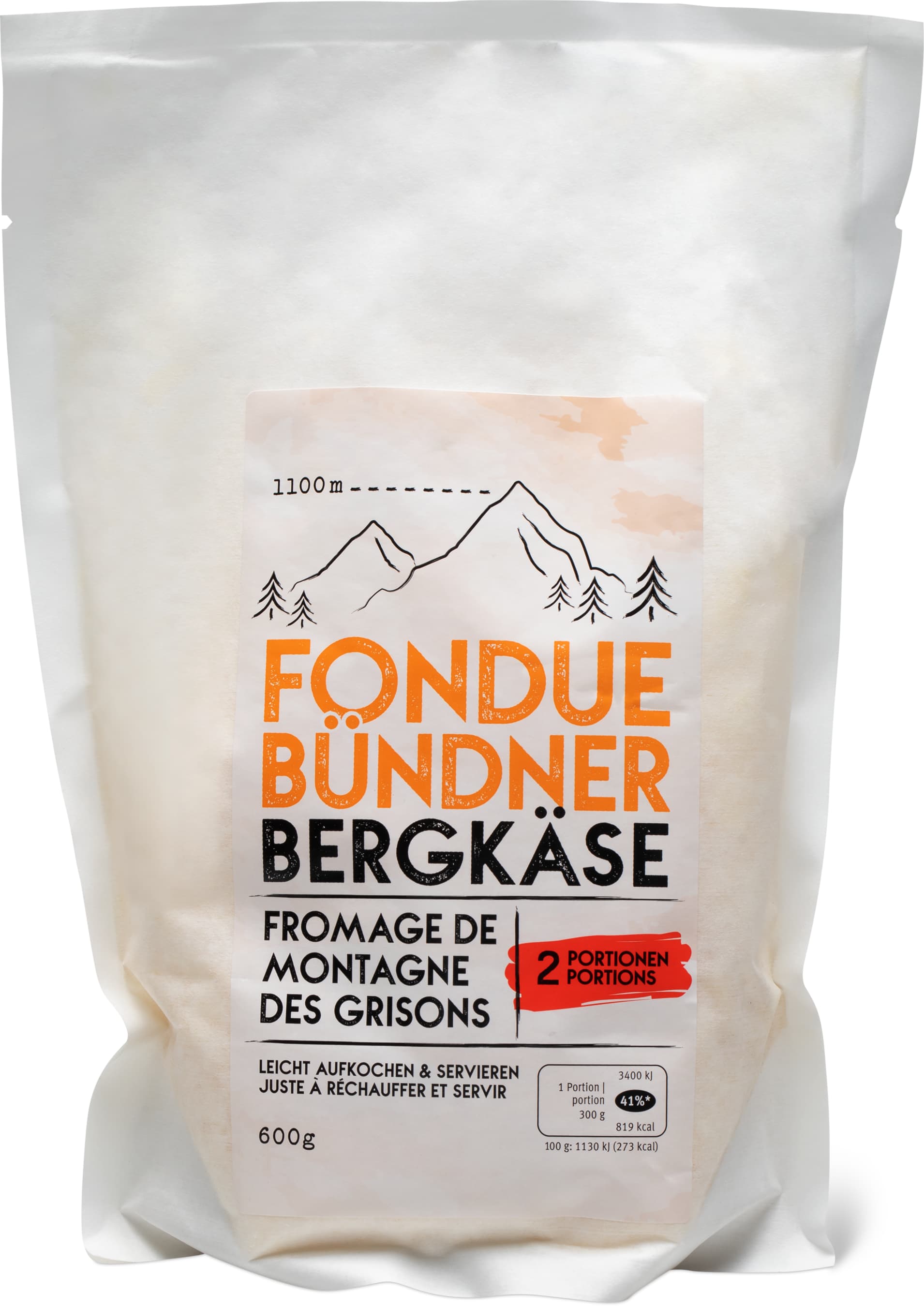 Frischfondue Bündnerbergkäse - 600g