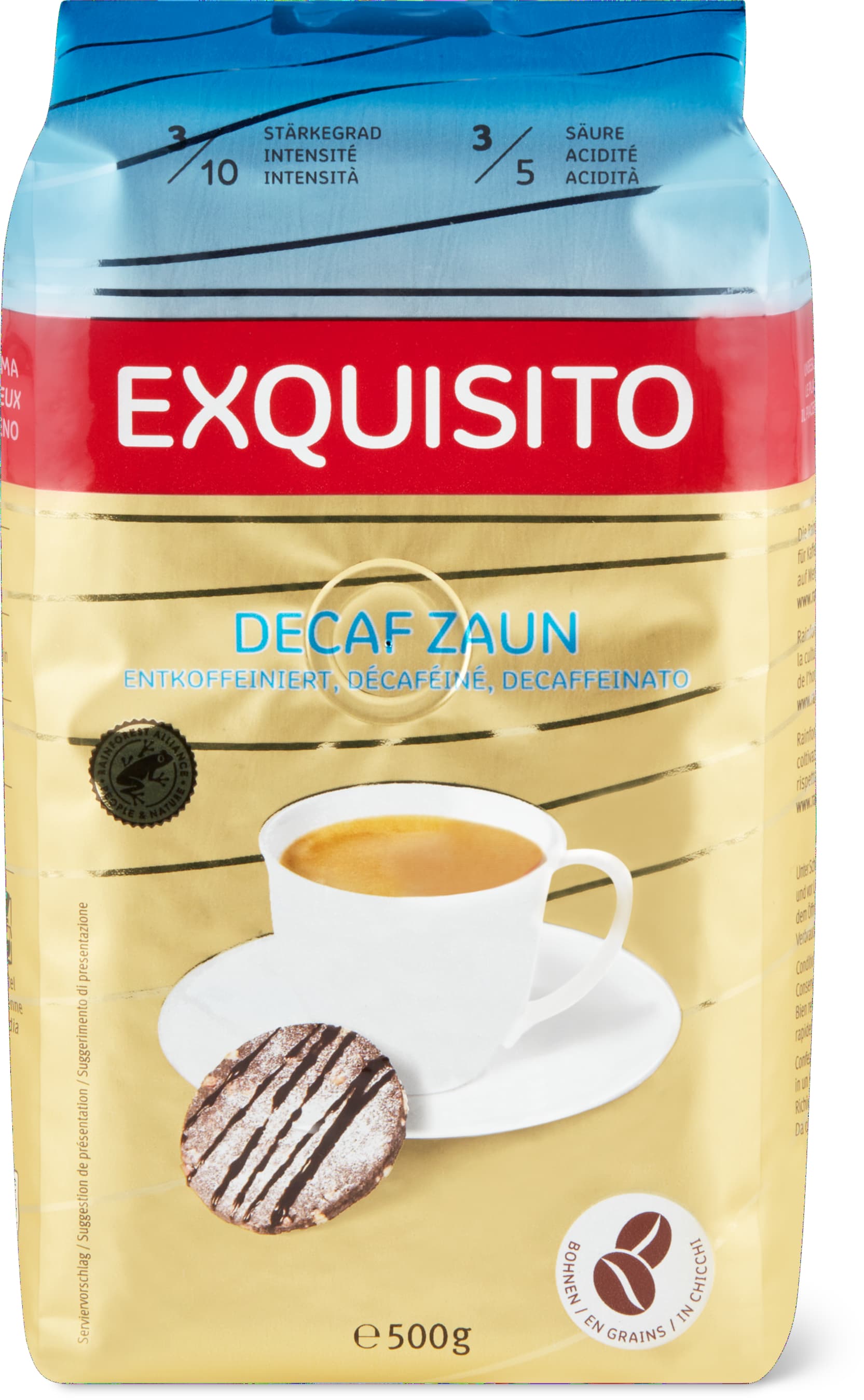 Kaffee Exquisito entkoffeiniert Zaun Bohnen -500g