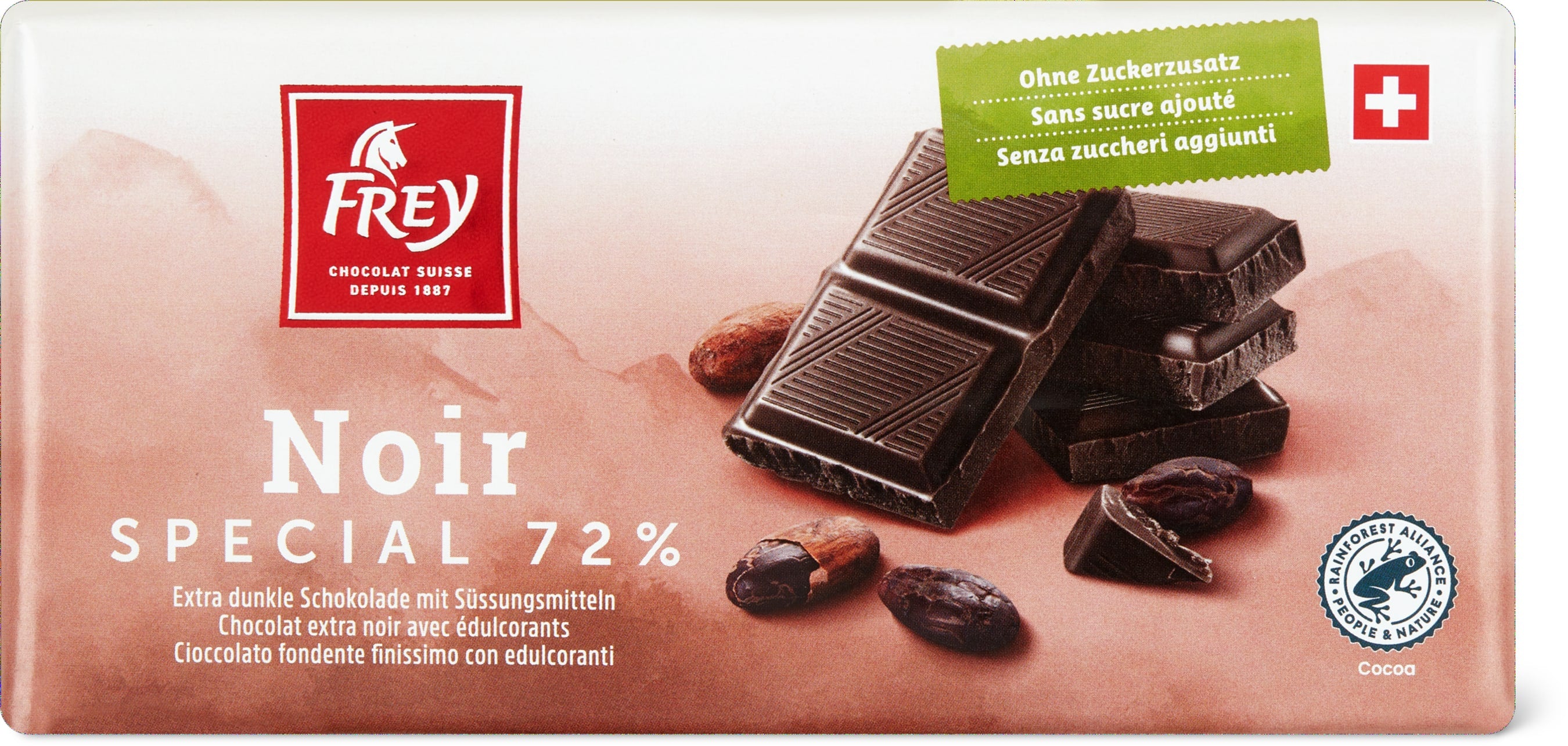 Noir special 72% «ohne Zuckerzusatz» - 100g