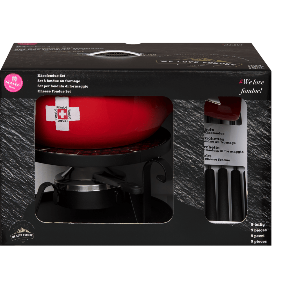Käsefondue-Set «CH-Kreuz» - Schwarz