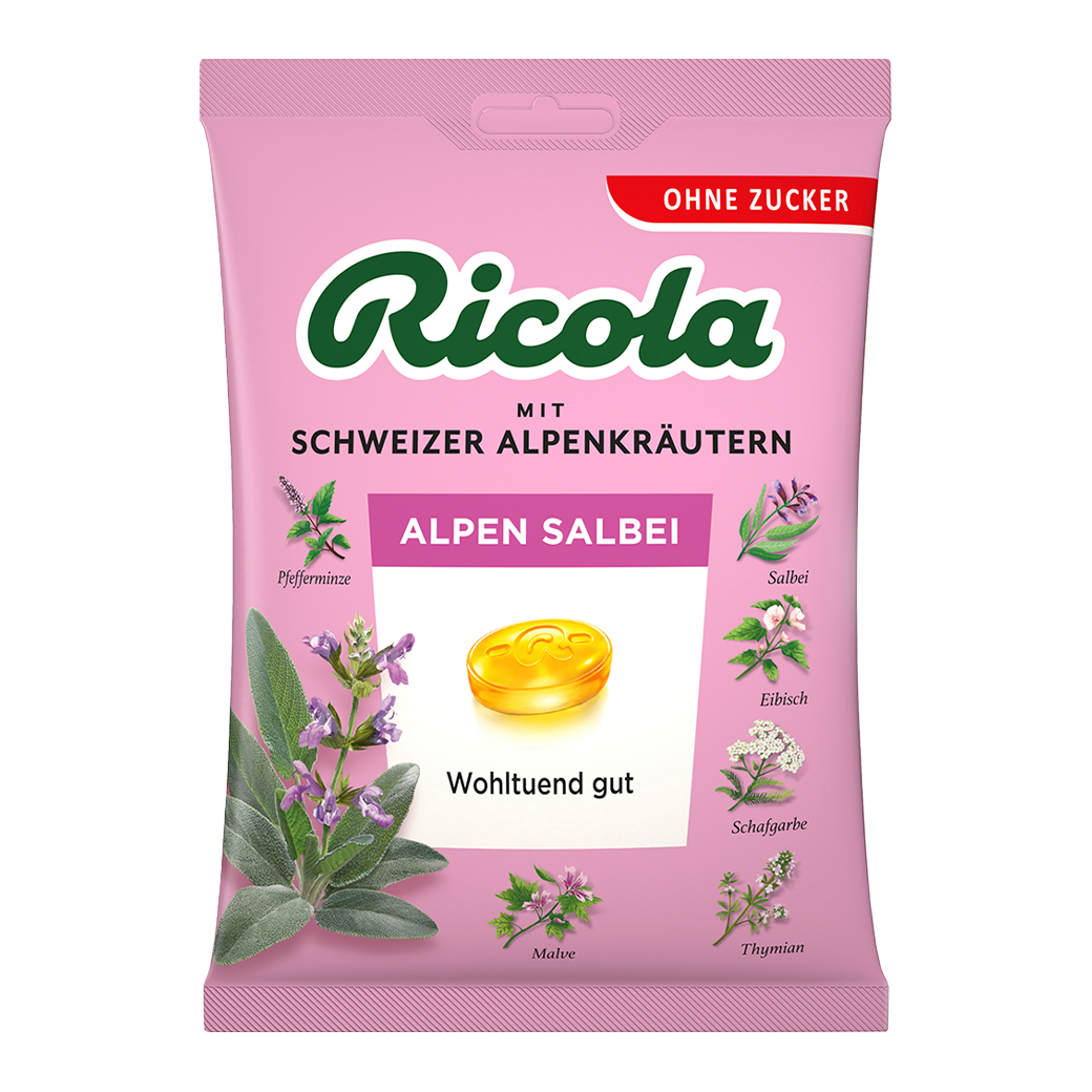 RICOLA Alpen Salbei - ohne Zucker - Beutel - 75g